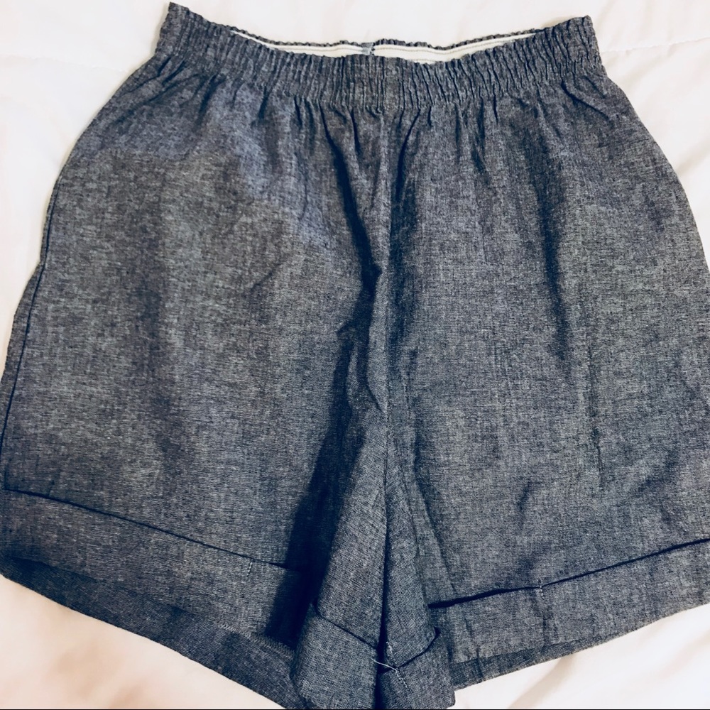 Gray Chambray American Apparel High-Waisted Shorts
